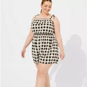 Torrid Stretch Challis Tie Strap Romper 1X